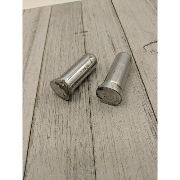 Vintage Aluminum Bullet Salt and Pepper Shakers Skyscraper 2" - Picture 3 of 5